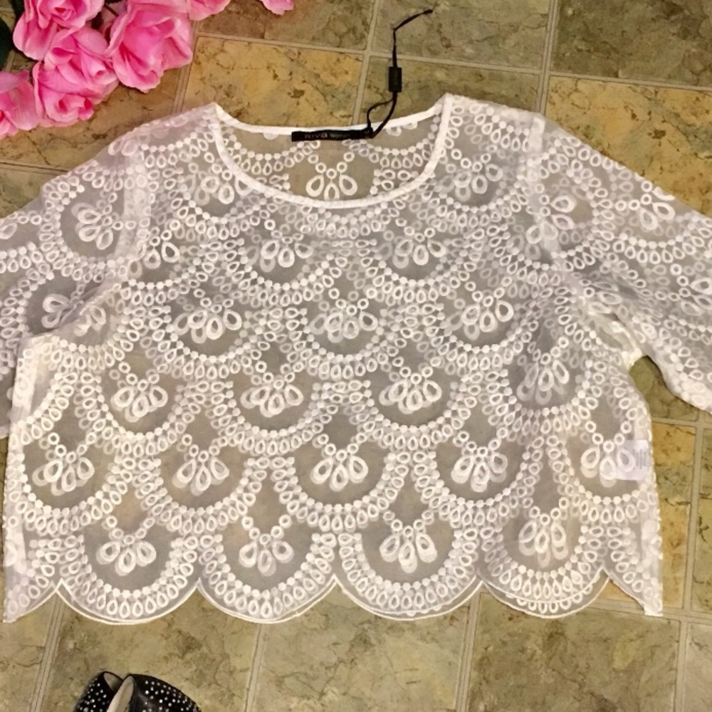NEW! “RIVA WOMEN” SEE THRU HALF TOP - Picture 4 of 8